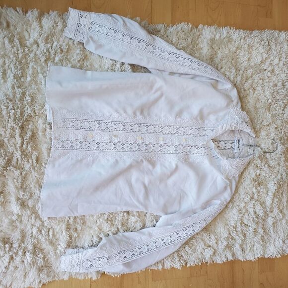 Adelaar Designer Collection Women's White Button Down Top Size 12 White Coquette - Picture 5 of 7